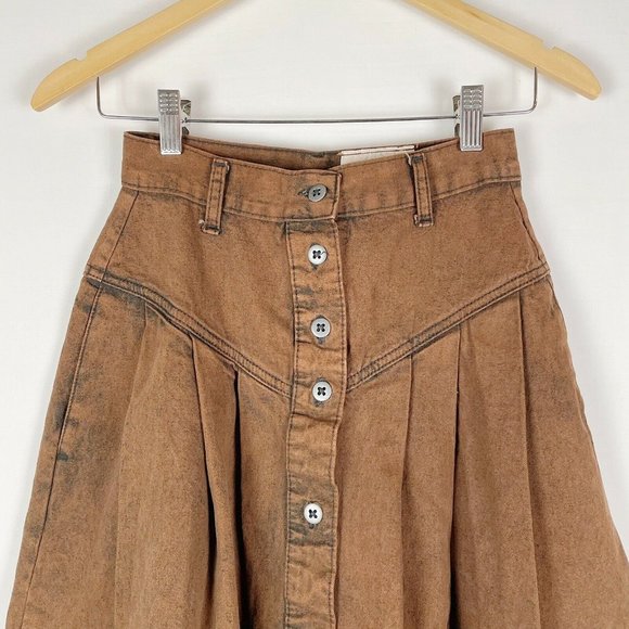 Vintage Sundance Brown Denim High Waist Skirt - Picture 4 of 8
